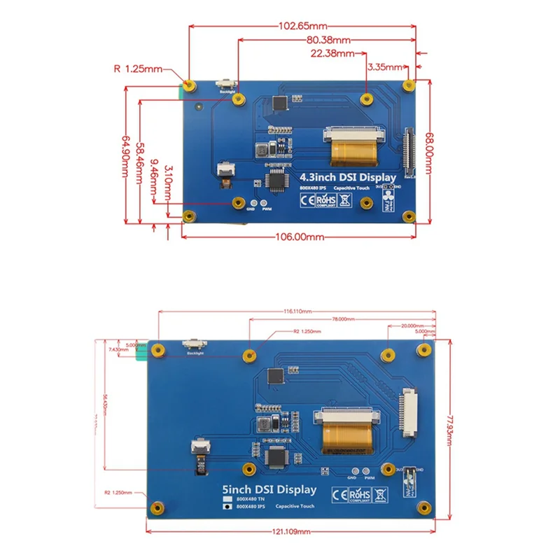 Nuevo-pantalla táctil naranja Pi IPS pantalla táctil naranja Pi IPS Panel de Monitor de pantalla IMIPI adecuado para placas Orange Pi 3B de 7 pulgadas