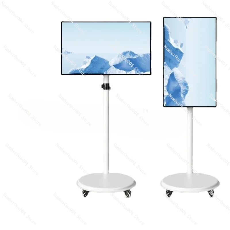 

Horizontal and Vertical Screen Rotating TV Floor Bracket Movable Wheeled Trolley Projection Screen Universal Display Vertical