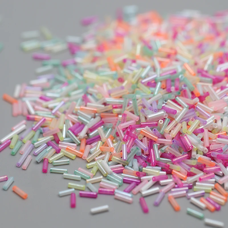 New Rose color 450pcs 2x6mm Long Round Tube Glass Beads Straight pipe Loose Spacer Beads for Jewelry Making DIY Tassel