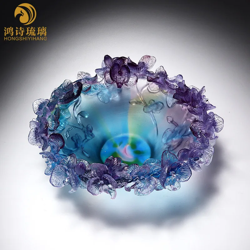 Glazed fruit plate ornament, living room table decoration, rose fruit plate moving practical high-end artwork