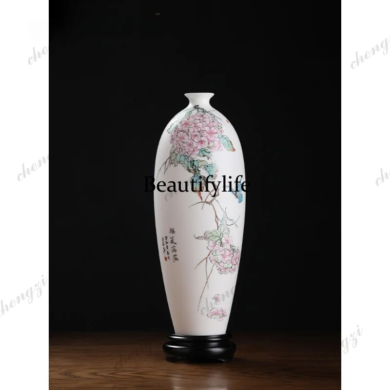 A95 hand-painted blessing full of suet jade porcelain vase living room wine cabinet study Bogu rack decoration