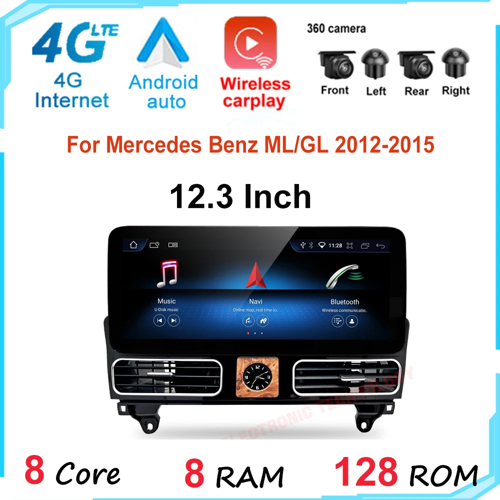 

12.3" DSP Android 14 For Mercedes Benz ML/GL NTG 4.5 2012 - 2015 Android Auto Car Radio GPS Navigation Video Stereo 4G Lte BT