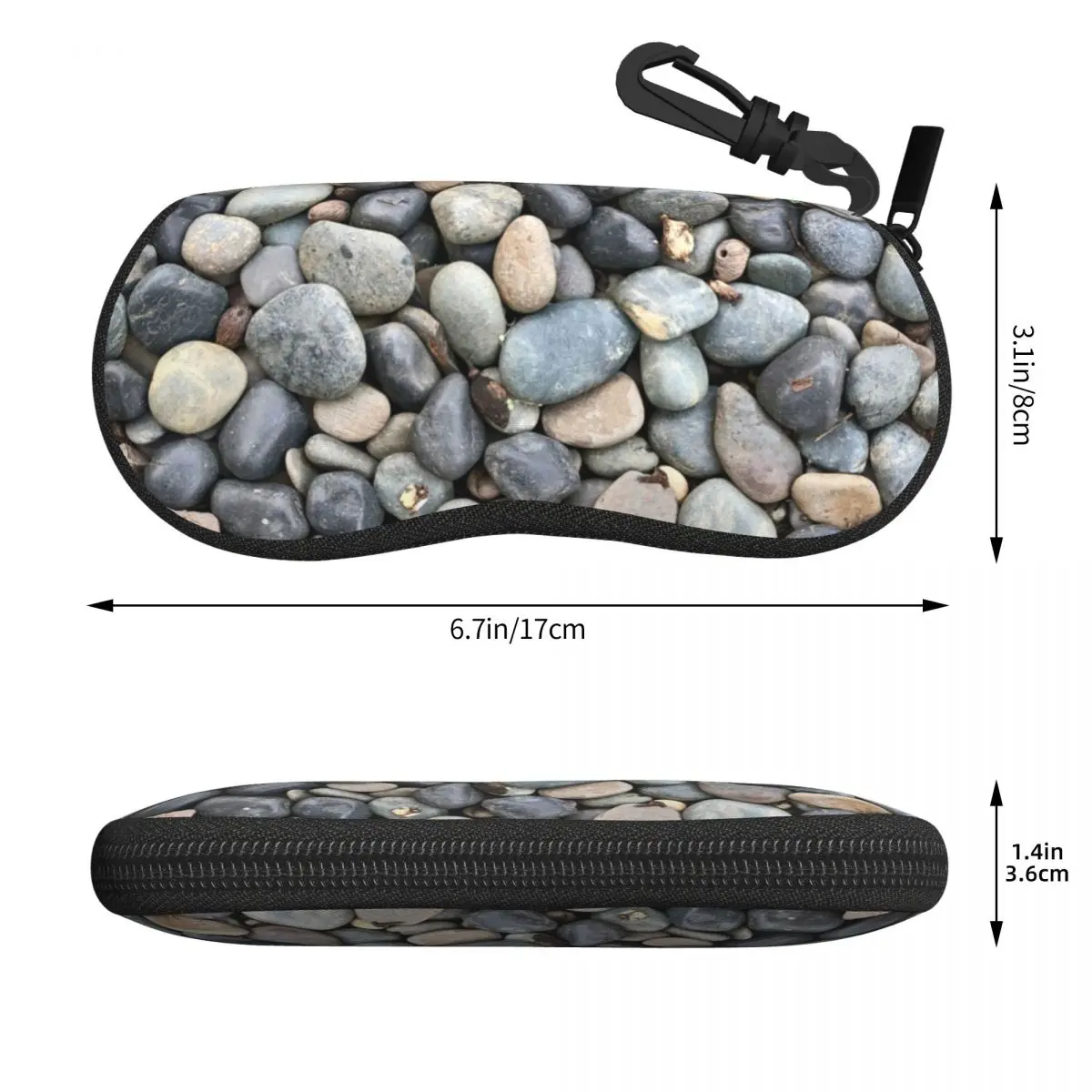 プールの近くのカラフルな小石 小石模様のシェルメガネケース ポータブルサングラスボックス 女性男性用ソフト眼鏡バッグポーチ
