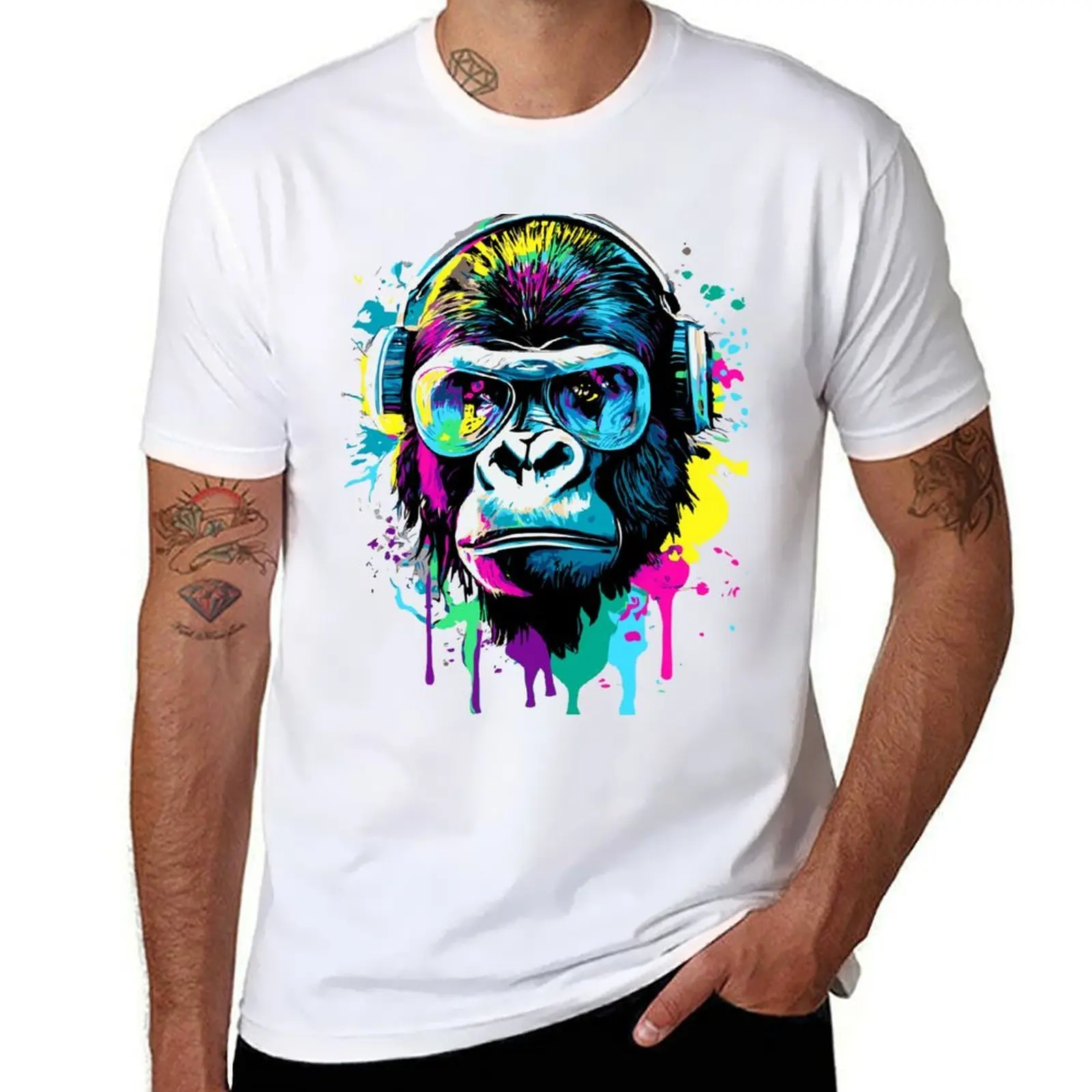 

Gorilla Colorful - Gorilla with Sunglasses T-Shirt cotton t shirts man 100% T-Shirt