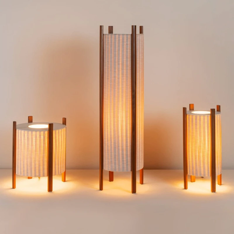 

Floor lamp living room restaurant studio solid wood lamp Japanese hotel homestay tatami fabric