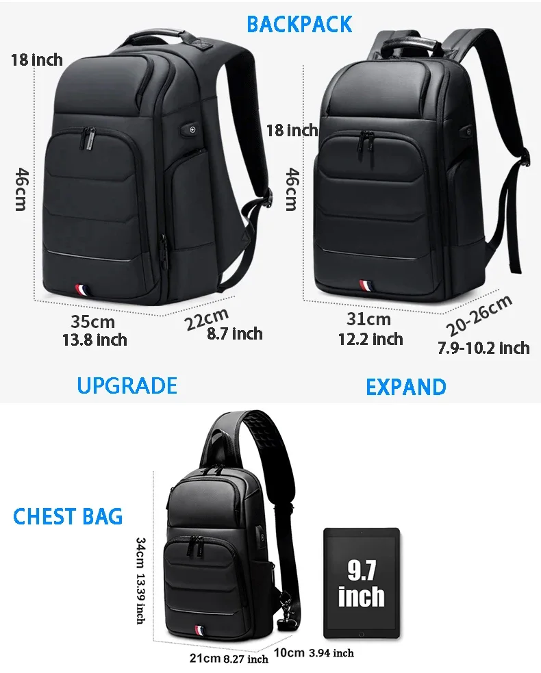 SWISS New Men‘s Business Backpack Waterproof USB Fashion Bag Anti-theft Men Laptop Travel Backpack High Capacity mochila