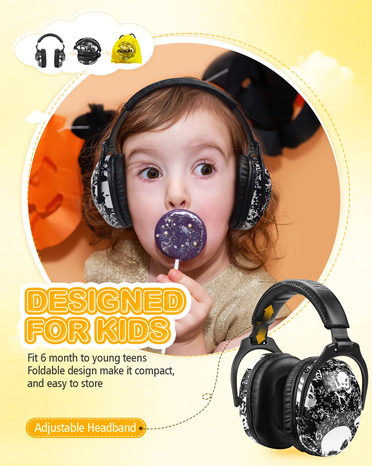 ZOHAN Kids Safety Ear Muffs Hearing Protective Haedphones Noise Cancelling Defenders Ear Damper for autism Sensory Issues Child