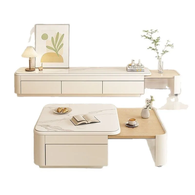 

Rock slab coffee table, TV cabinet combination, modern simplicity