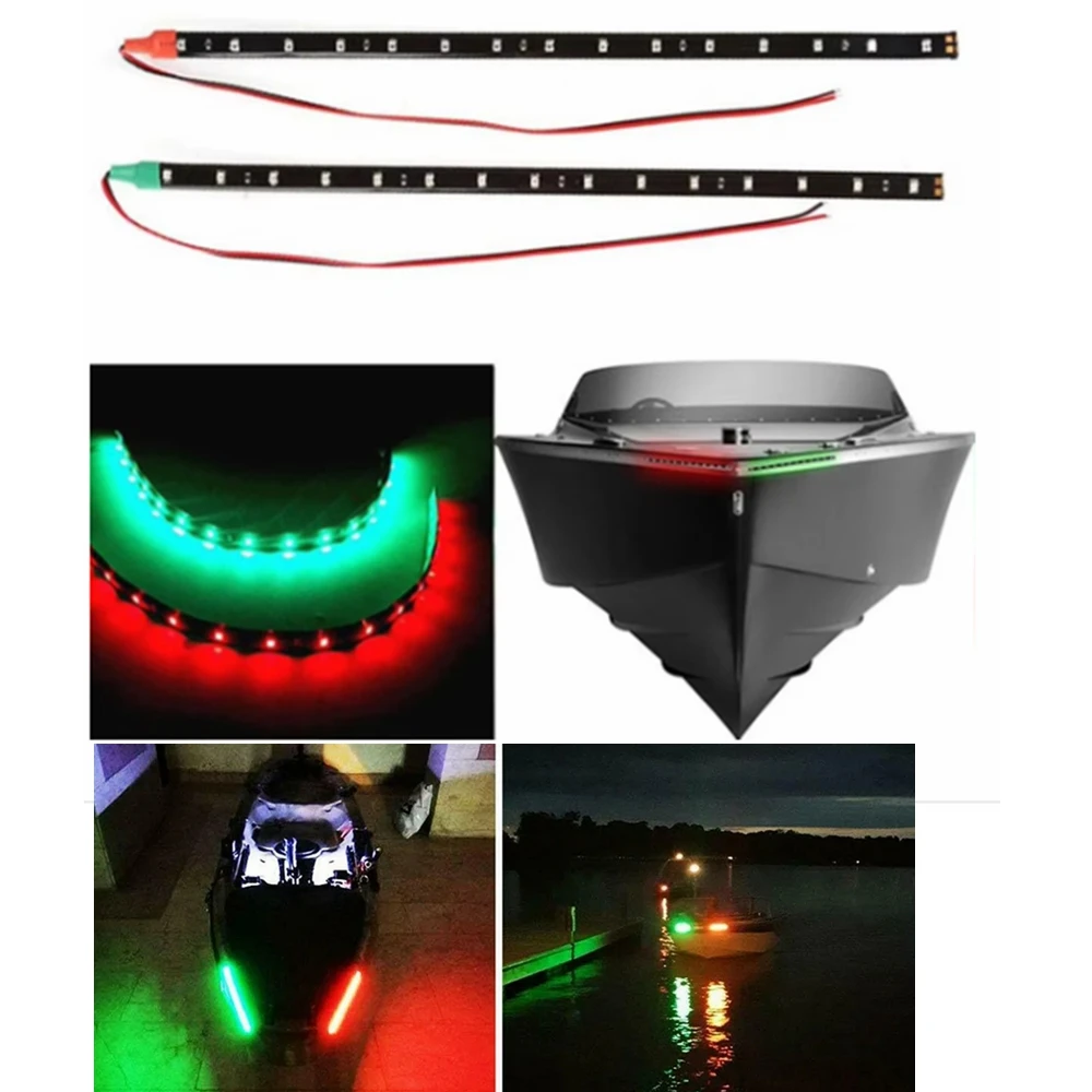 

2Pcs 12V LED Strip Light Waterproof RED&GREEN For Bow Boat Marine Navigation Kayak Canoe Deck Courtesy Bow Trailer Pontoon