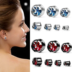 MOSRSA 1Pair Punk Body Jewelry Windmill Ear Plugs Tunnels 8-20mm Black Body Piercing Earring Gauges Men Ear Stretchers Expander