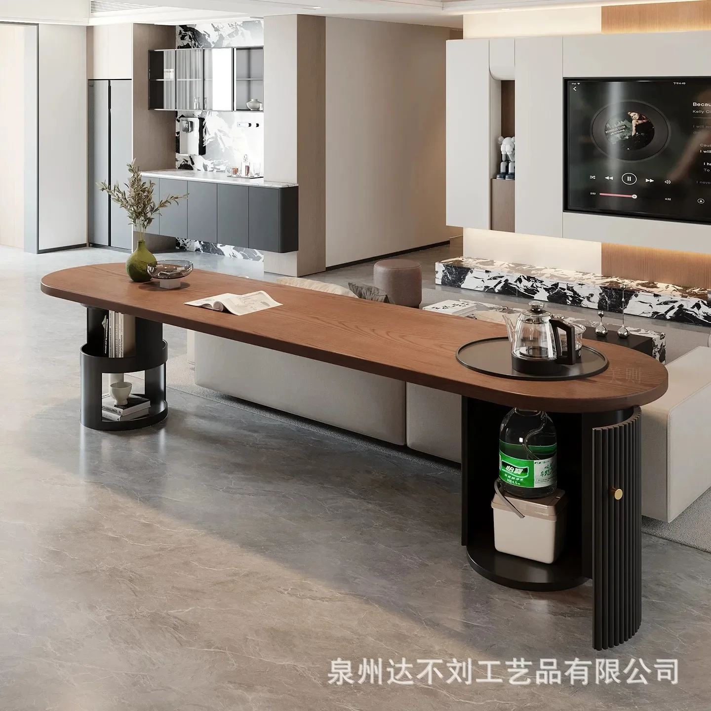 XL Style Tea Table Tea Table Integrated Walnut Color To The Living Room Large Long Table Double Solid Wood Sofa Back Long