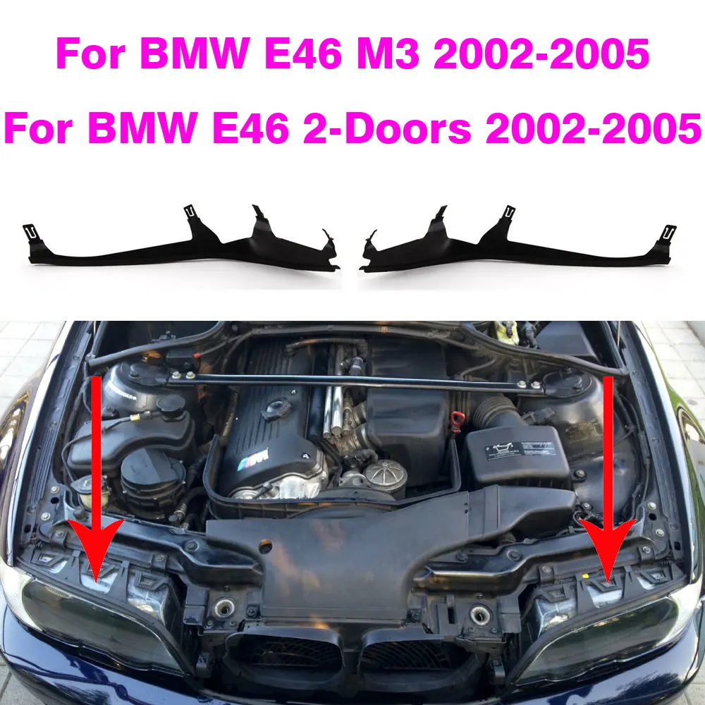 Car Front Upper Headlight Cover Strip Set Trims Headlight Sealing Strip Gasket For BMW E46 2 Door 323i 325i  328i 330i 2002-2005