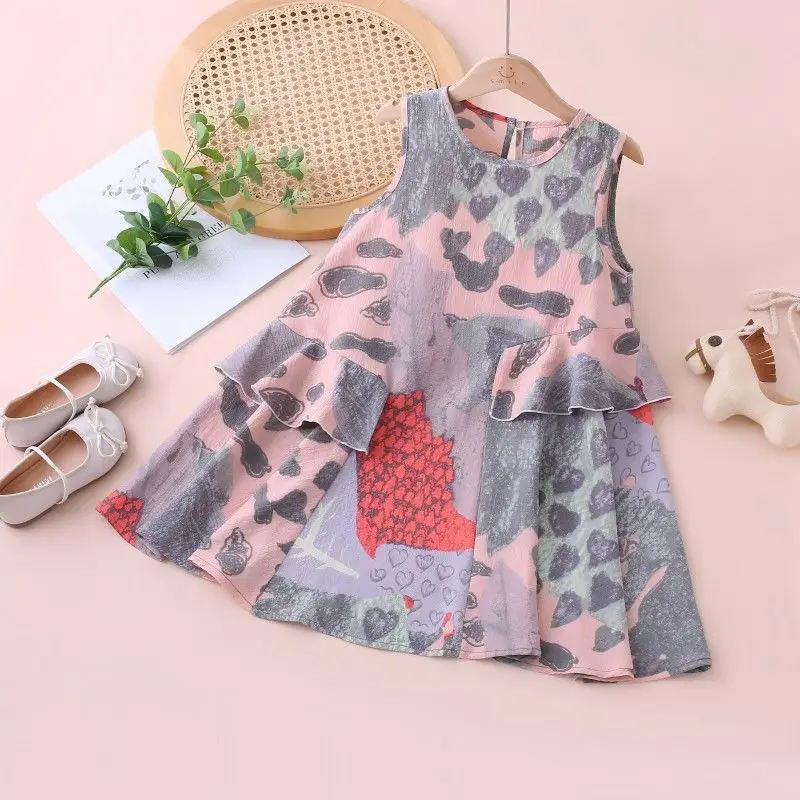 3-13Years Kids Summer Tank Dress Children Sleeveless Floral Dresses for Girls Causal Outfits Princess Dress 4 5 6 7 8 9 10 11 12