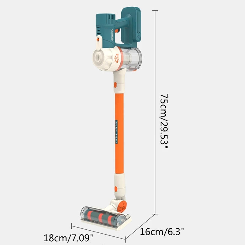 Aspirador elétrico para crianças, brinquedo de limpeza da casa, fingir brincar, limpador de simulação com 3 bicos, espanador para crianças