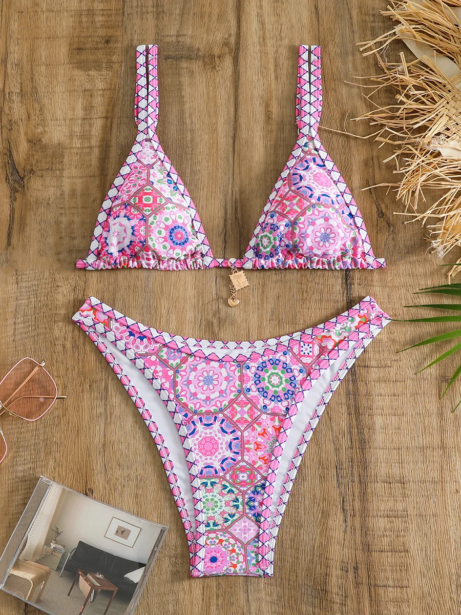 Micro Bikinis 2024 Sexy Women Swimsuits Female Swimwear Print Bikini Set Bathing Suit Swimming Suits Beachwear Thong Biquini