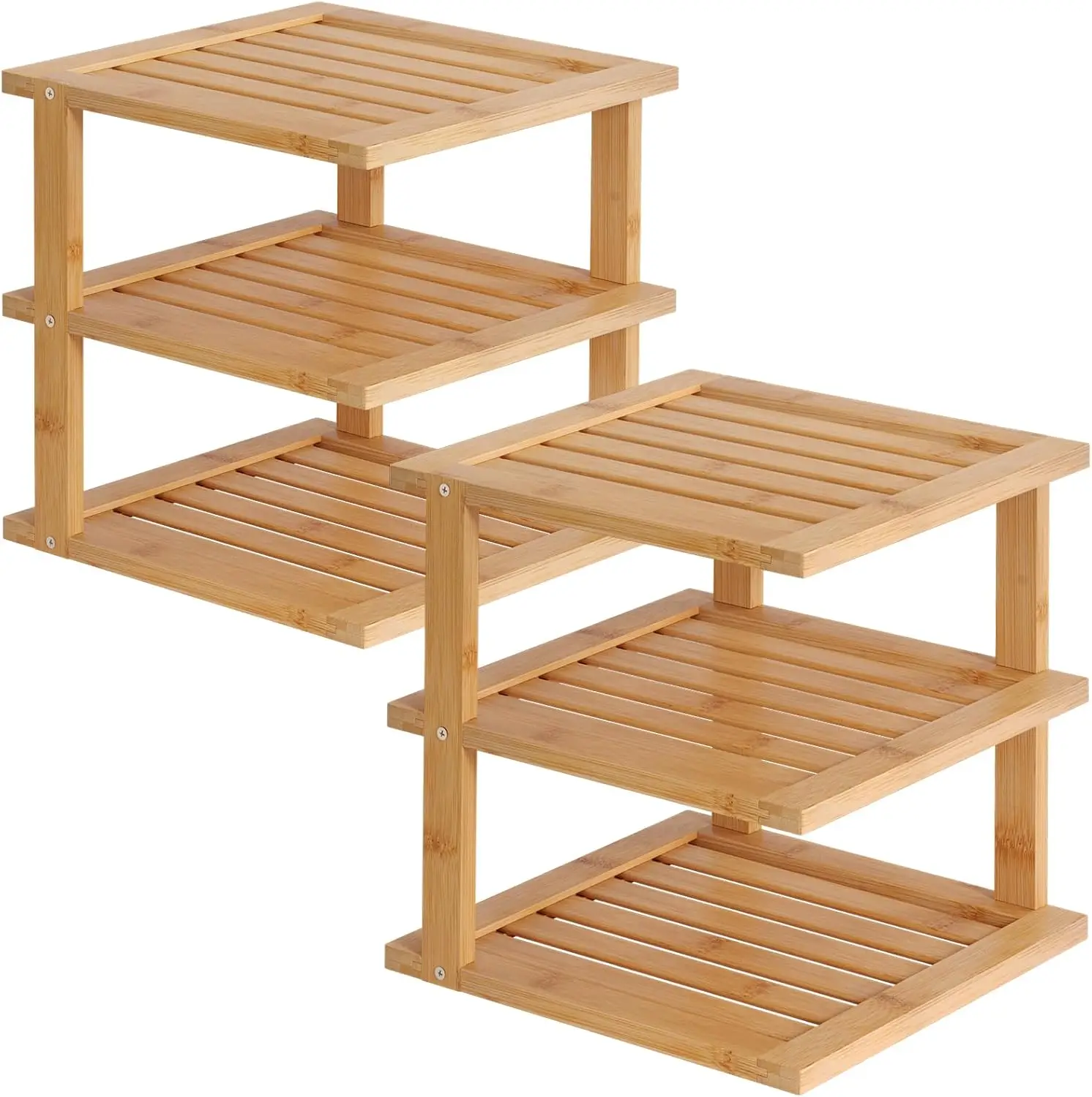 

Bamboo Corner Shelf 3 Tier for Kitchen Cabinet Plates and Dishes Storage