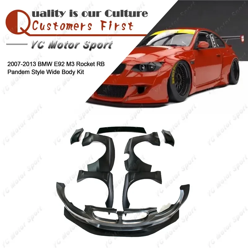 

Комплект обвеса из стекловолокна FRP в стиле PD для BMW E92 M3 2007-2013: передний бампер, накладки на крылья, спойлер, крыло.