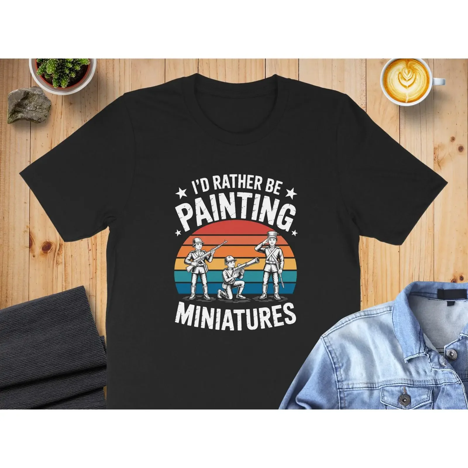 I'd Rather Be Painting Miniatures Retro Wargaming T Shirt Tabletop Gamer Hobby for Model Painter vintage Washed graphic