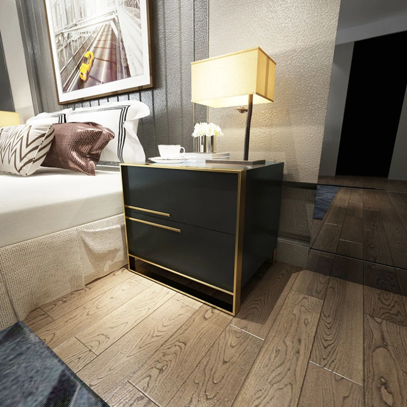 

Minimalist Wood Nightstand Modern Nordic Black Narrow Bedroom Nightstand Drawers Small Space Criado Mudo Modular Furniture