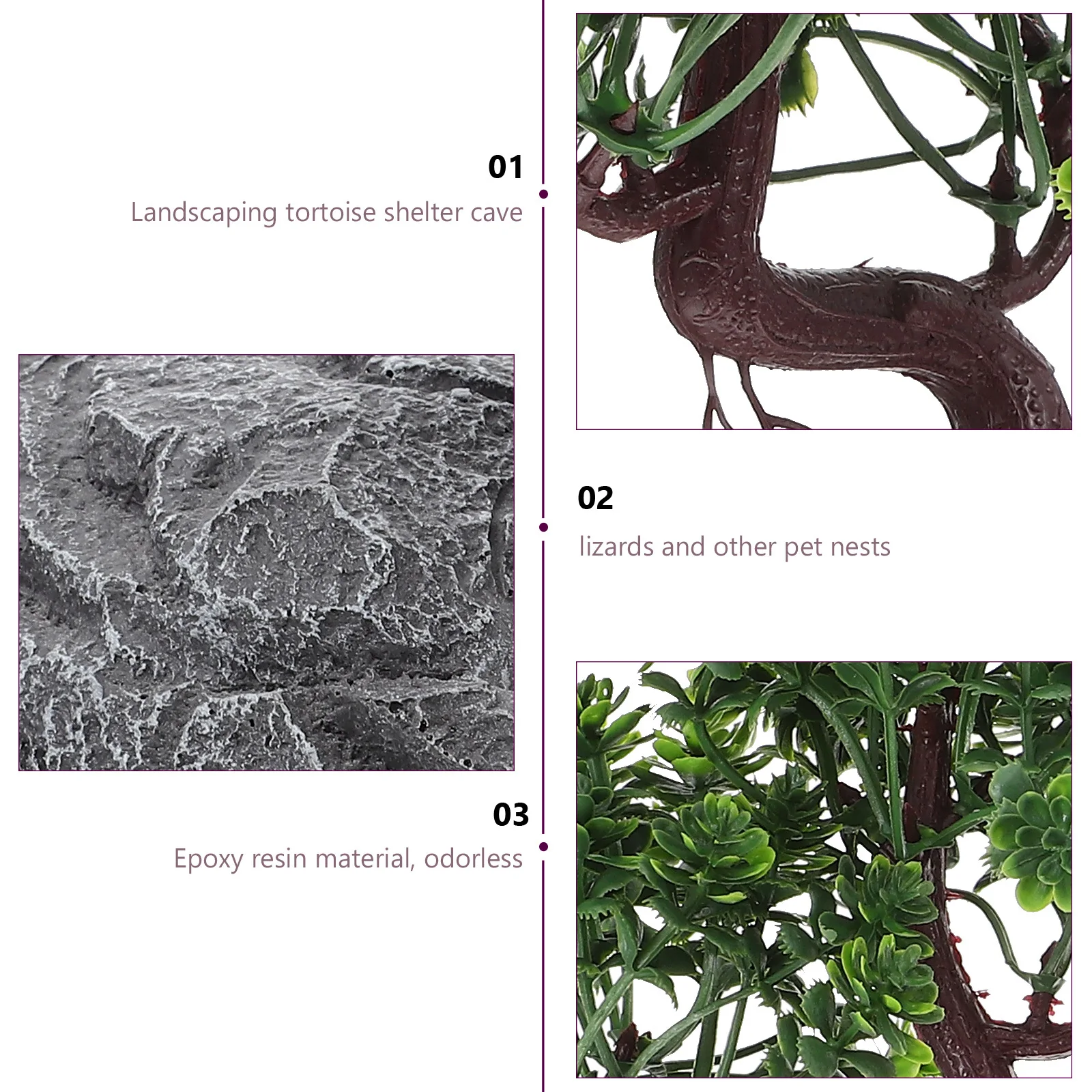 

Reptile Pet Hiding Cave Resin Craft Add Vitality to Terrarium Small Space Friendly Reptile Hide Habitat Simulation Stone Cave