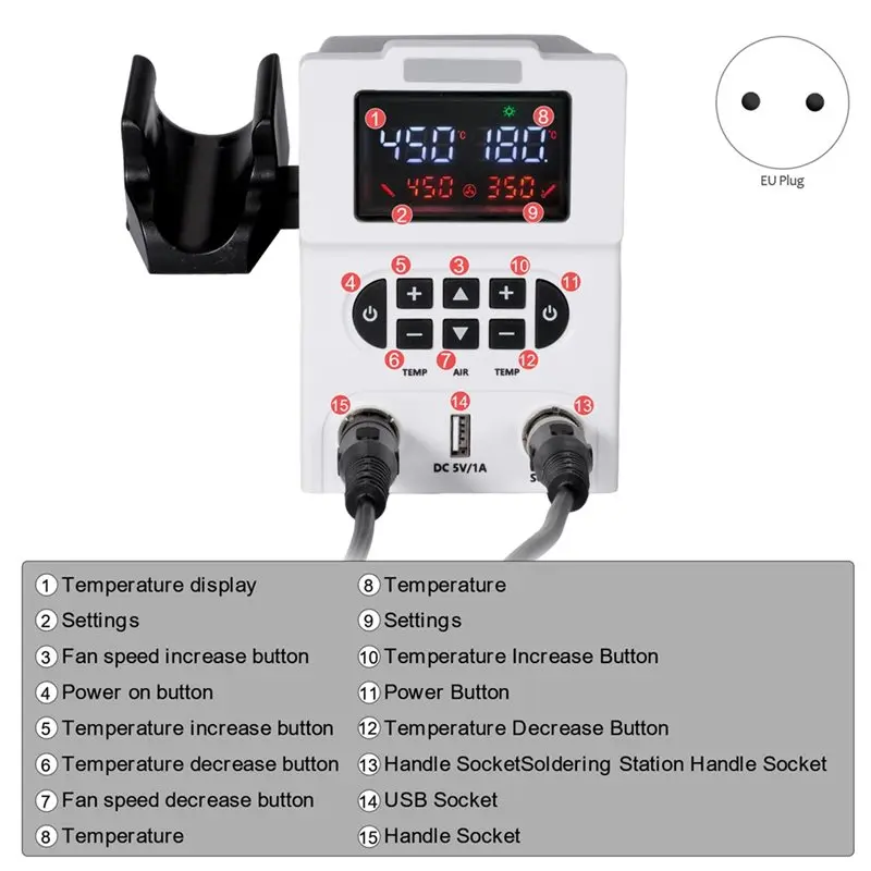 LLCS-878D Soldering Station 600W Digital Hot Air Blower Heat Tool Welding Solder Iron Desoldering Rework Station Tool