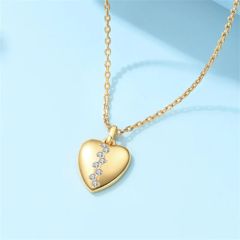 

Золотое сверкающее ожерелье в форме сердца с цирконами, колье для женщин, подарок на годовщину, изысканные ювелирные украшения для женщин