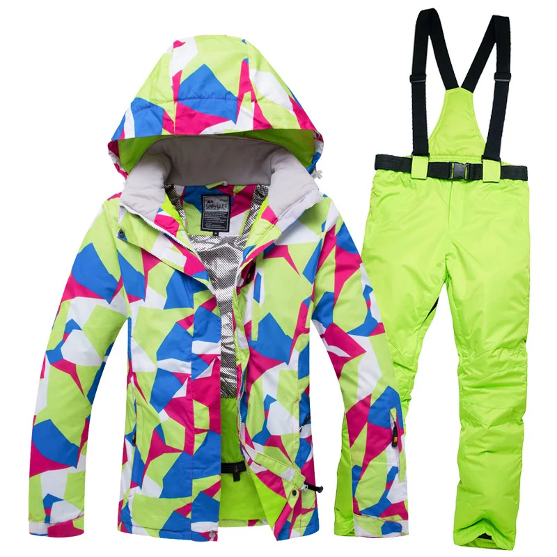 

2023 New Ski Suit Women Mountain Skiing jacket + Snowboard Female Waterproof Winter Warm Snow Jacket and Pants