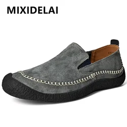 Spring Genuine Leather Men's Shoes Brand Autumn Plus Size Men's Casual Leather Shoes Outdoor Slip-On Oxfords Men Flat Moccasins