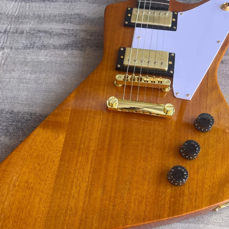 Electric Guitar Natural Wood Yellow E Sharp Corner Alien Warm Retro Clear Sound Solid Wood Body Rock Free Delivery