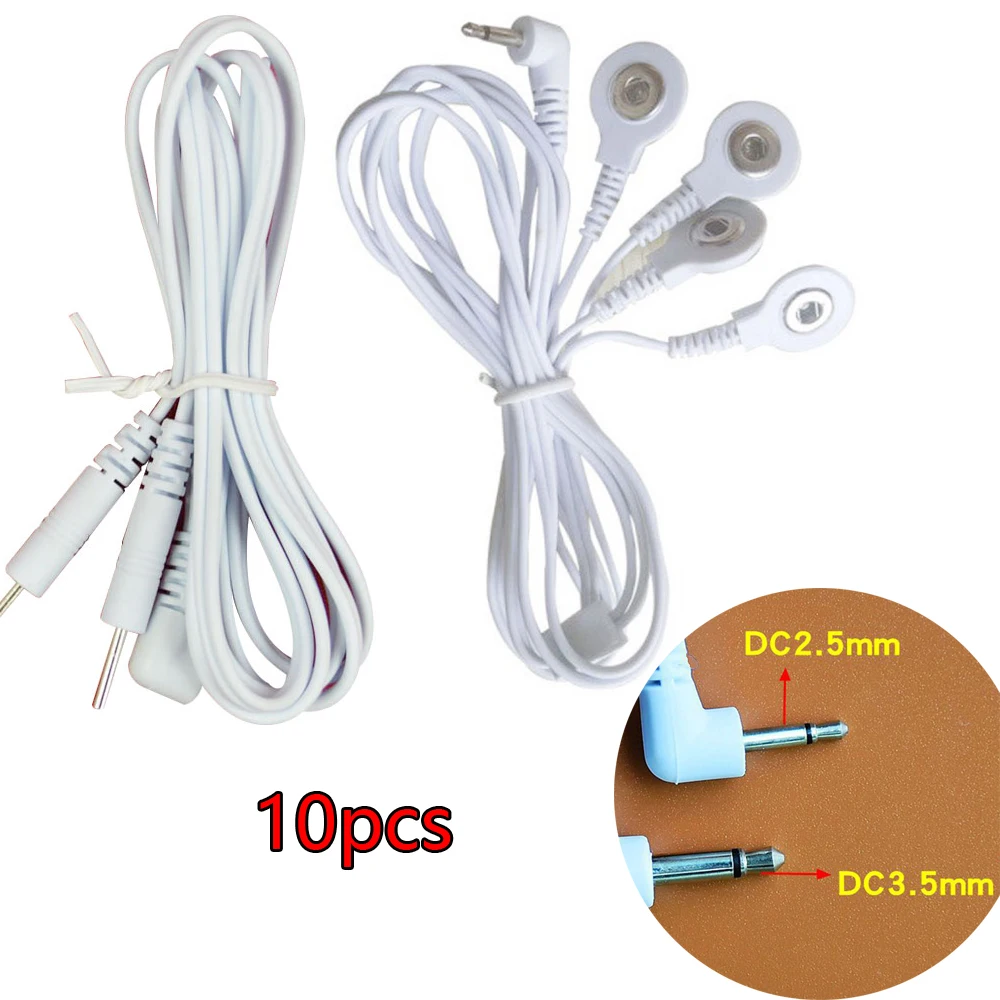 

10PCS 2/4Buttons Electrotherapy Electrode Lead Electric Shock Wire Cable For Tens Massager Connection Cable