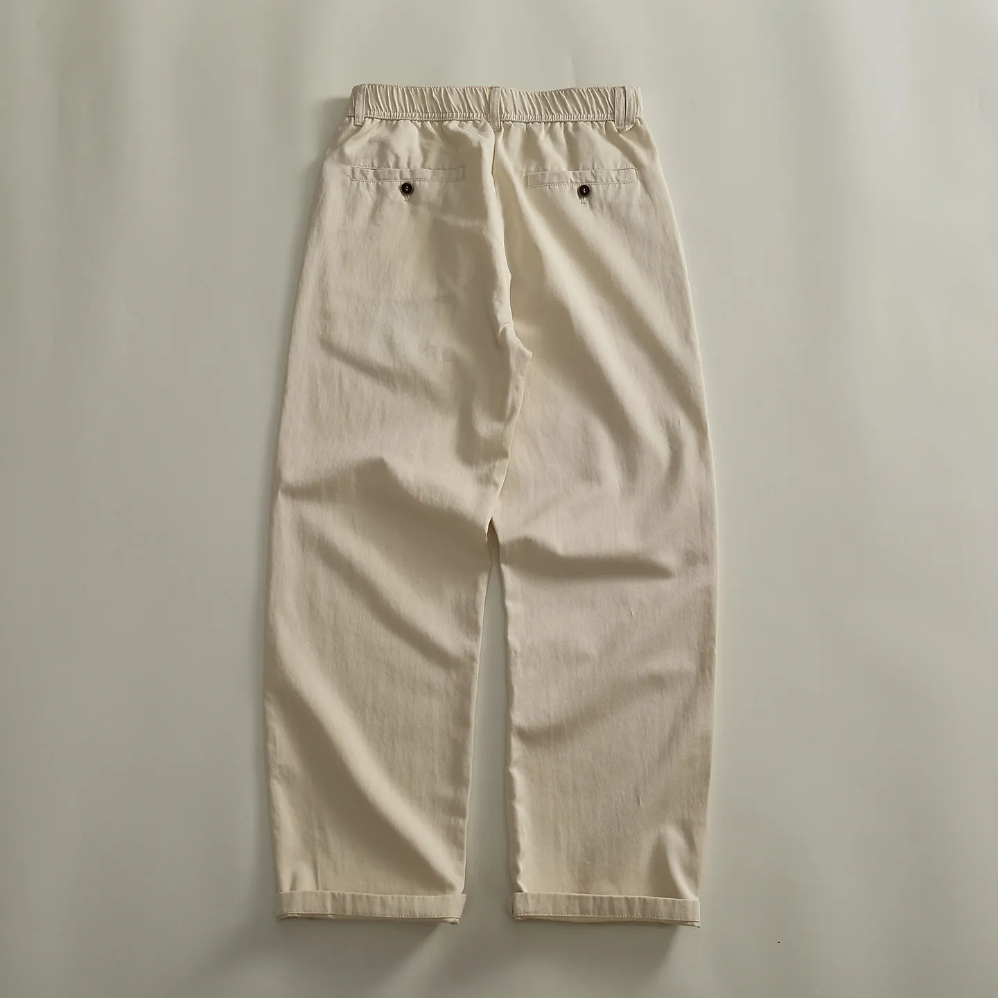 Autumn New American Retro Comfortable Solid Color Elastic Waist Cargo Pants Men's 51% Cotton Multi-pocket Straight Casual Trouse