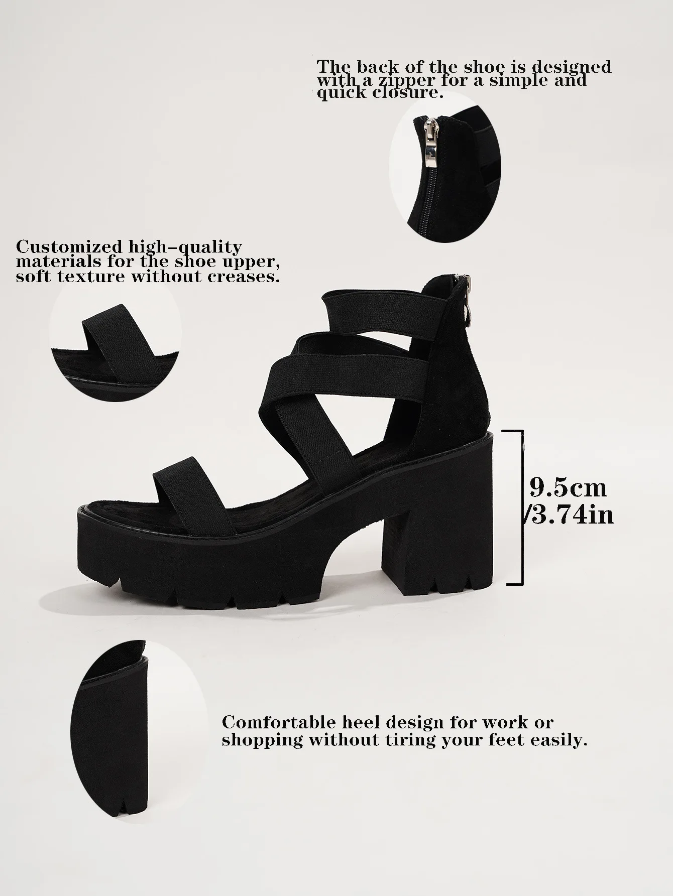 LIHUAMAO peep toe sandals square heel chunky heel women block heel sadnals pumps ankle strap gladiator sandals shoes