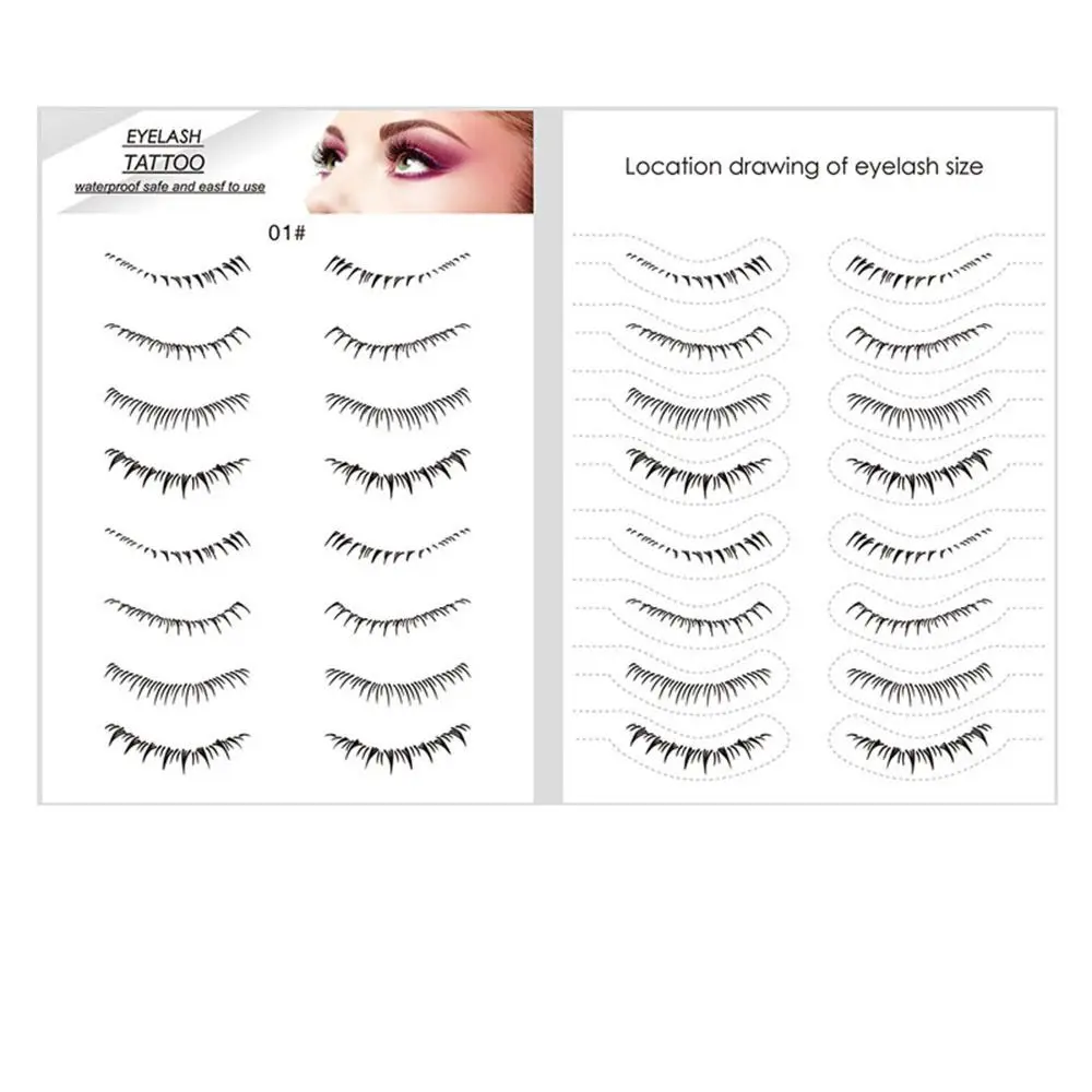 Professional Natural Lower Eyelash Tattoo Sweatproof Waterproof Tattoo Stickers Temporary 8 Pairs False Eyelashes Tattoo Women