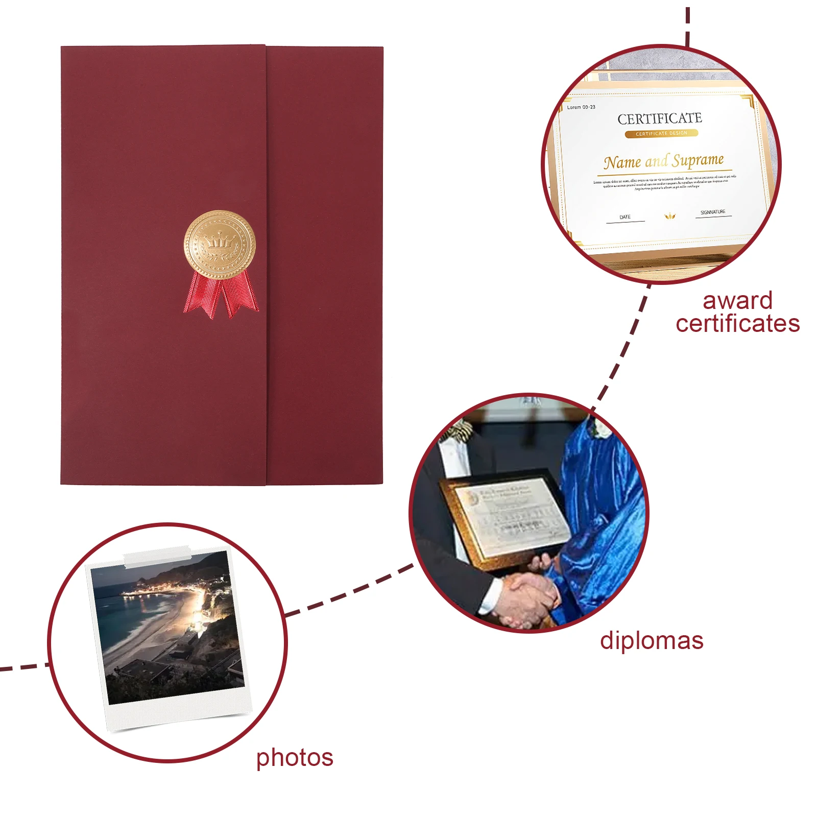 

3pcs Foldable Certificate Covers Diploma Holders For Documents Photos Home Office Decor Paper Material Compact Certificate