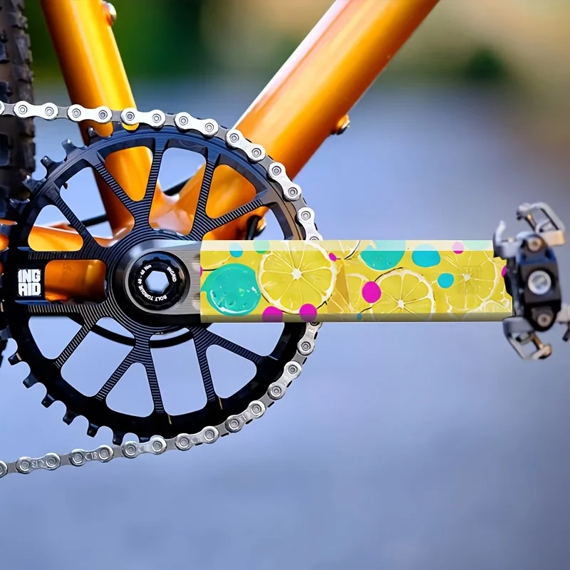 2PCS Lemon Slice Bike Crank Arm Sticker Waterproof Scratch Resistant Vinyl Decal for MTB Road Bicycle Frame Accessories
