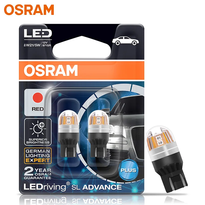 OSRAM LEDriving SL Advance LED T20 W21/5W 7443 Red Color Two Contacts Car LED Signal Light Brake Stop Park Lamps W3x16q 9715R