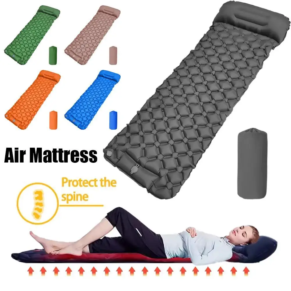 Inflating Camping Pad with Memory Foam Thick Sleep Mat Portable Travel Air Mattress with Pump for Car Tent Backpacking