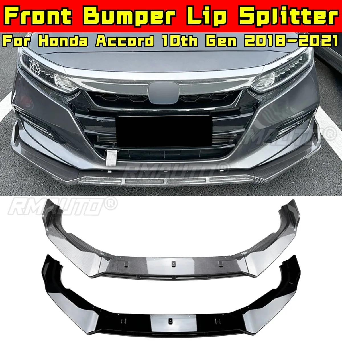 

For Honda Accord 10th Gen 2018-2021 Body Kit Front Bumper Splitter Front Bumper Lip Guard Cover Car Accessories