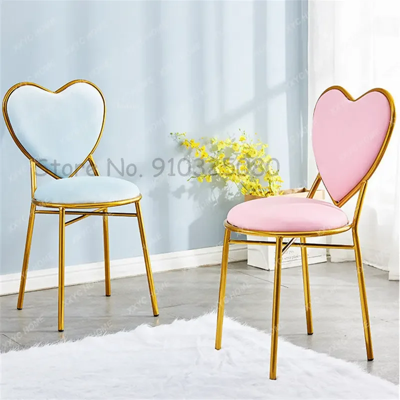 

Nordic Makeup Dresser Chair Fairy Heart Chairs Home Backrest Bedroom Furniture Luxury Princess Dressing Table Stool Dining Chair