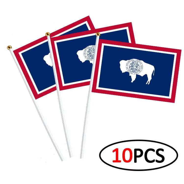 10/40Pcs Wyoming Flag Handheld Stick Flags Perfect for Sports Events and Celebrations Wholesale of American state flags