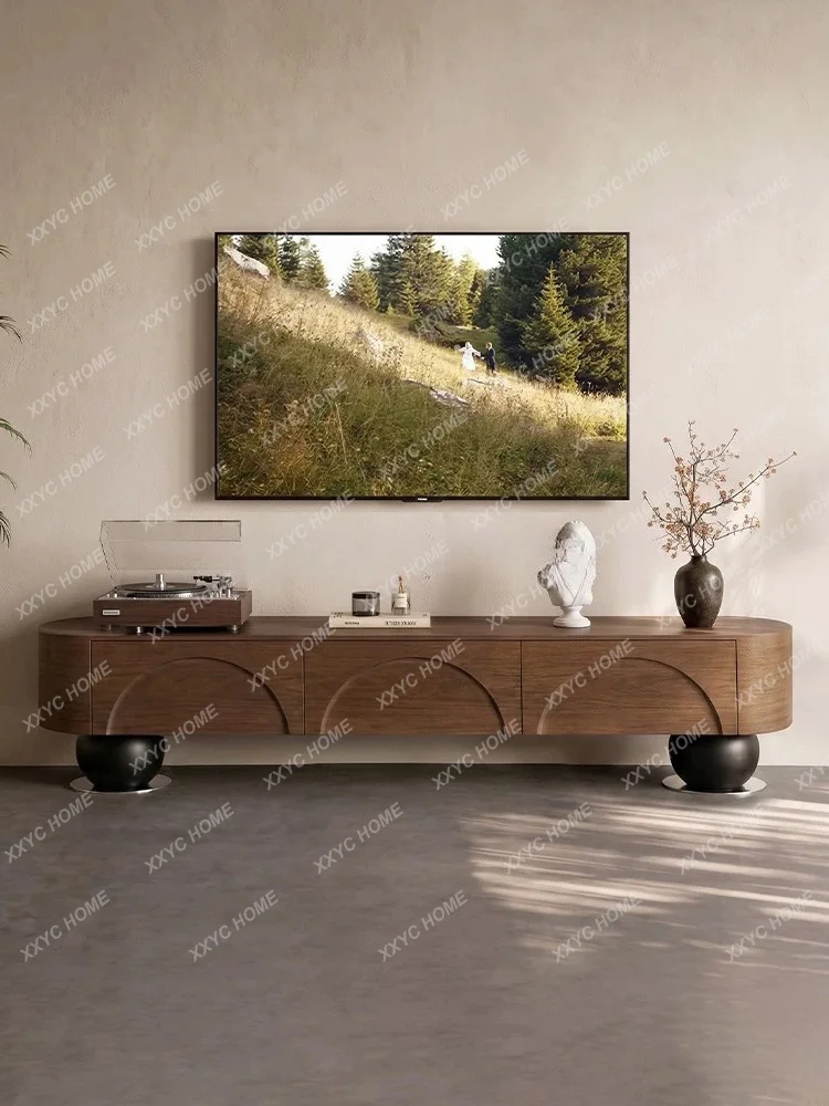 Medieval style living room household new solid wood small apartment coffee table TV cabinet