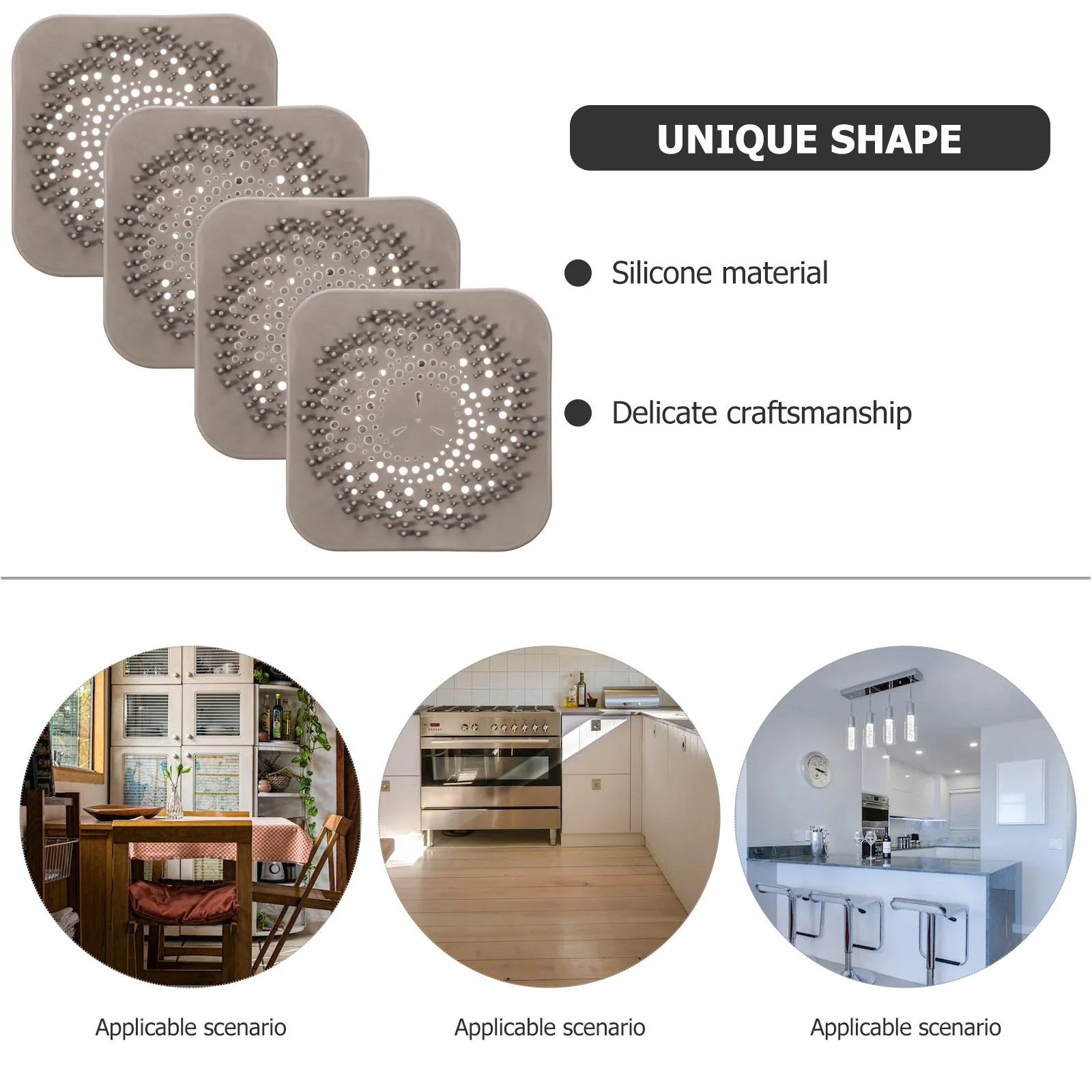 

4Pcs Multi-Functional Square Hair Drain Catcher for Bathroom Tub Kitchen Easy Install Fine Filtering Shower Drain Hair Catcher