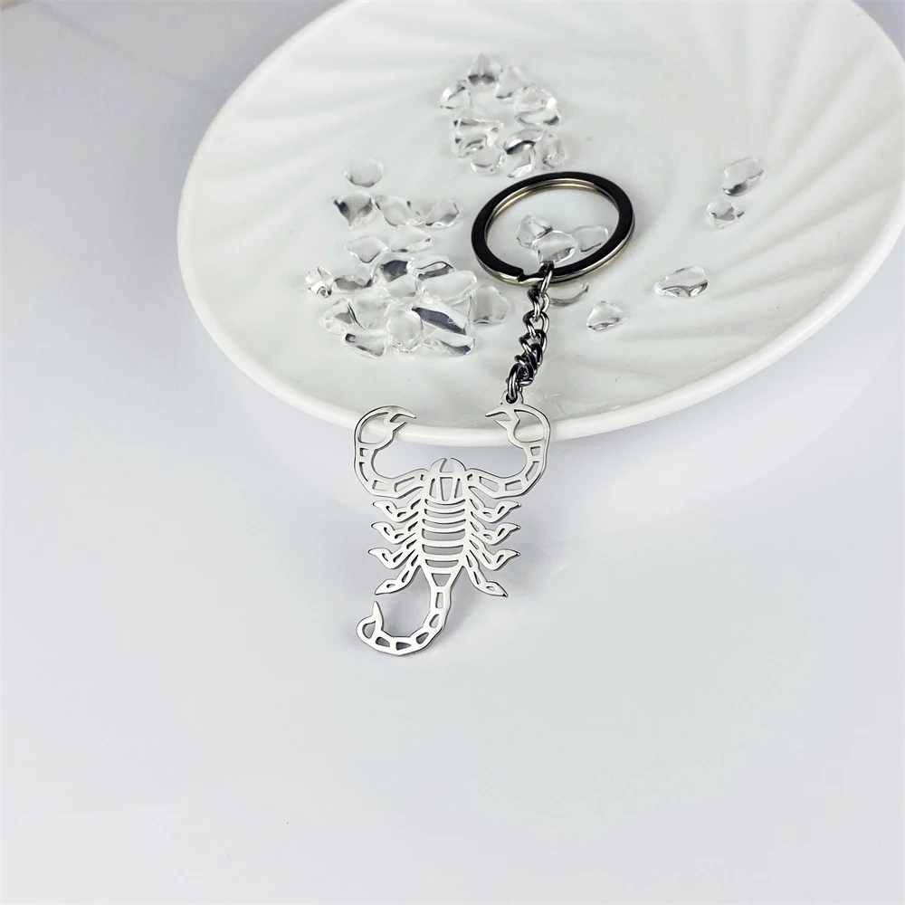 Tagula Stainless Steel Keychain Abstract Geometric Animal Keyring Scorpion Charm Ornament Accessory Keychain Mother's Day Gift