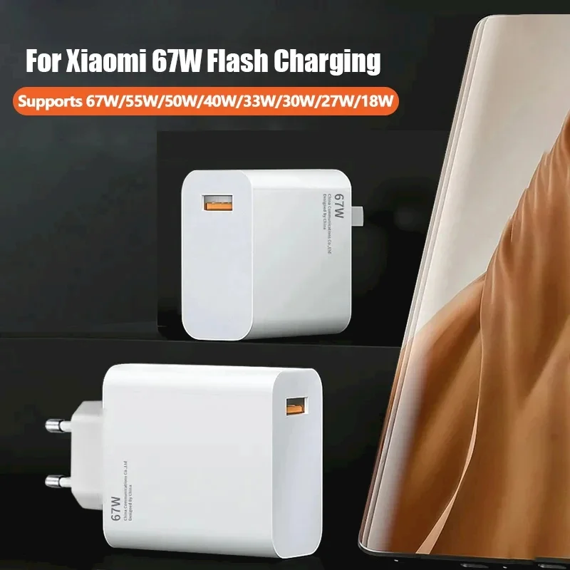 6A 67W Fast Wall Charger For Xiaomi 10 11 12 Lite 13 14 15 Redmi Note 11T 12T 13 Pro POCO Turbo Charge Type-C USB Charging Cable