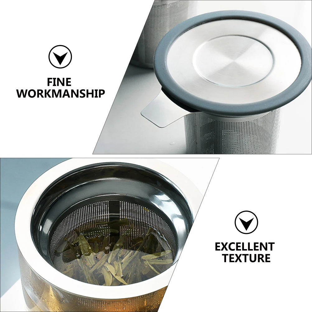

1Pcs Stainless Steel Tea Strainer Infuser Fine Mesh Filter Silicone Lid Practical Tea Brewing Accessory