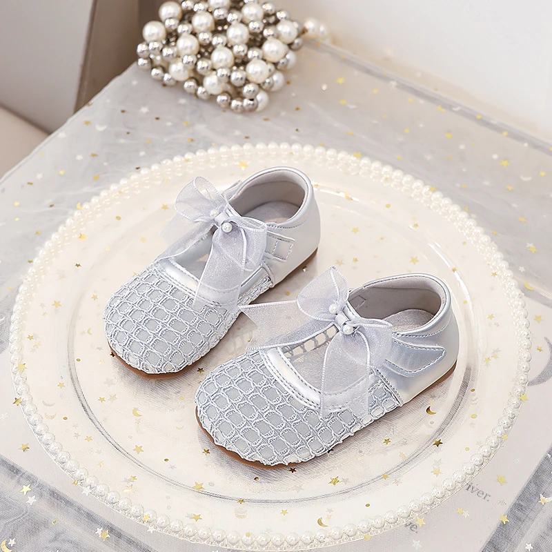 Mädchen Mesh Prinzessinnen-Schuhe Atmungsaktive Weiche Sohle Kinder Flache Schuhe Süße Spitzenschleifen 2026 Sommer Neue Kinder Freizeitschuhe Rutschfest – Detail 7