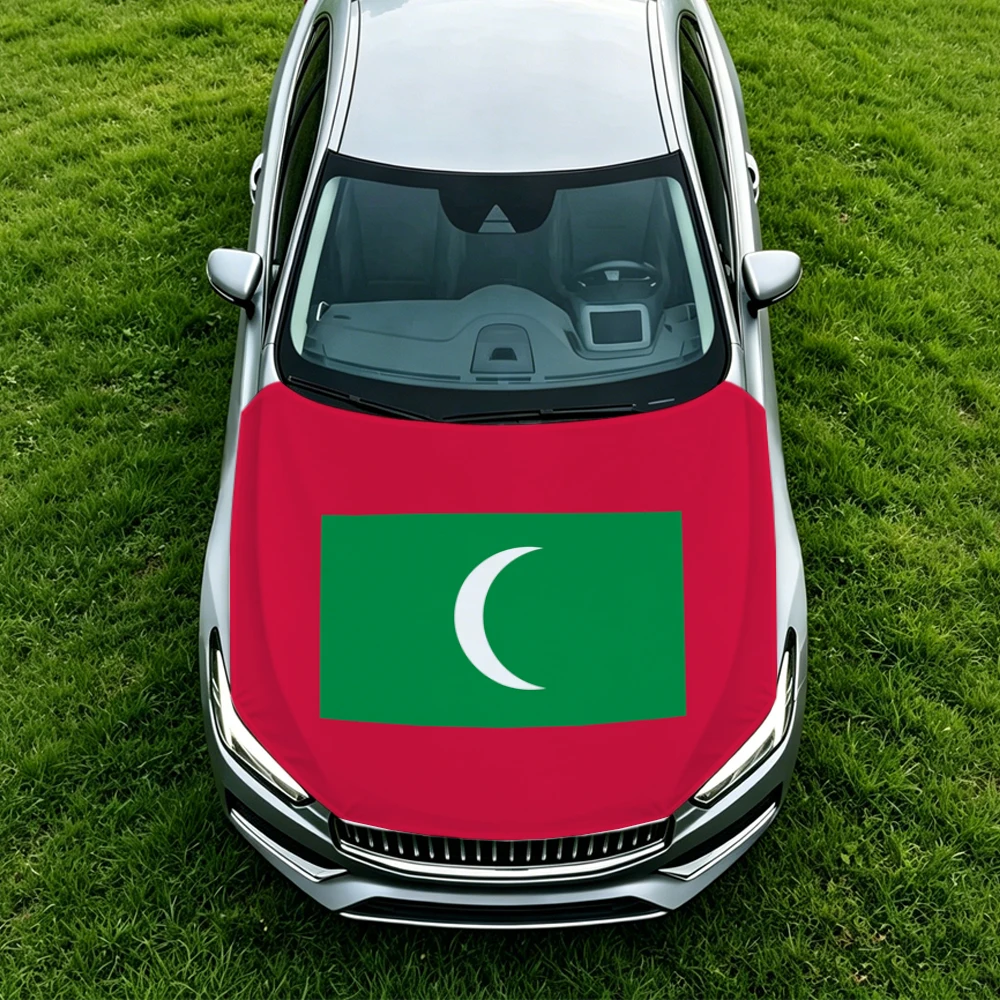 3.8x5.3ft Maldives Car Hood Cover Flag Swiss Confederation Car Bonnet Banner Elastic Fabrics Windproof