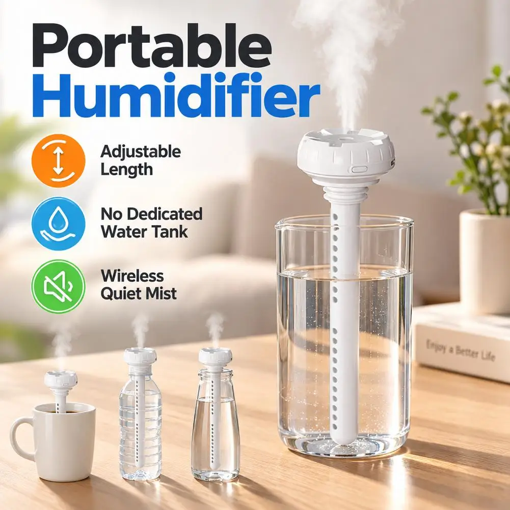 Portable Quiet USB Air Humidifier Aromatherapy Diffuser for Home Office Travel with Cool Mist Purifier Function