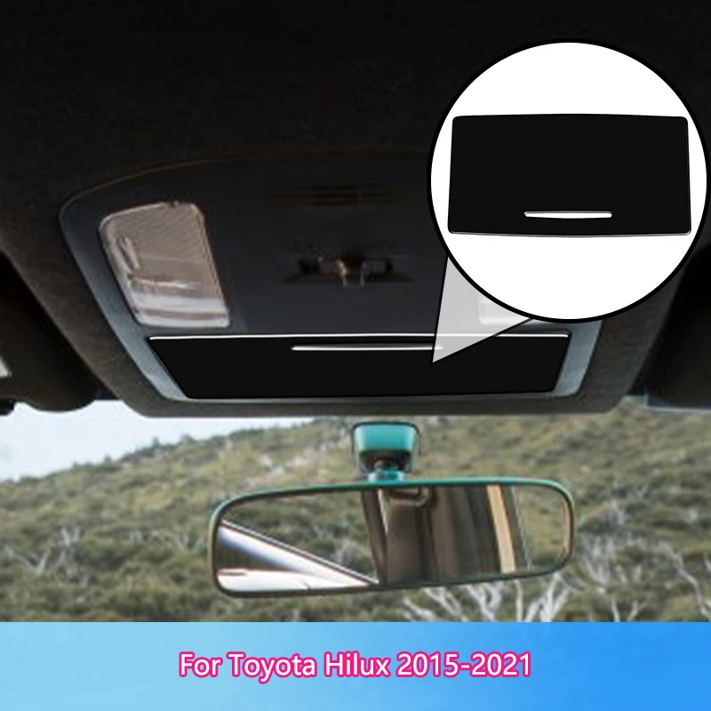 

1Pcs Roof Reading Light Inner Frame Brand New ABS Gloss Black Stickers For 2015 2016 2017 2018 2019 2020 2021 Toyota Hilux