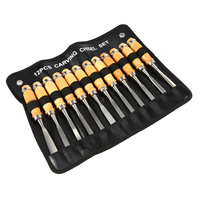 12Pcs Wood Carving Hand Chisel Set Wood Handle Woodworking Professional Lathe Gouges Tools with Carrying Case